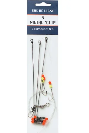 Bas de ligne mer flashmer metal clip 3 hamecons Prix Cassé