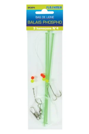 Bas de ligne flashmer balais phospho 3 hameçons Prix Choc