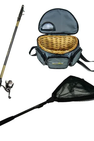 Retour Gratuit Pack Pêche au toc Combo Strow First Télereglable 400 + Épuisette Wilder 80 + Panier