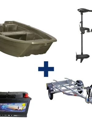 Solde Pack Barque 3m20 + Remorque+ Moteur 65 Lbs et Batterie 110 Ah