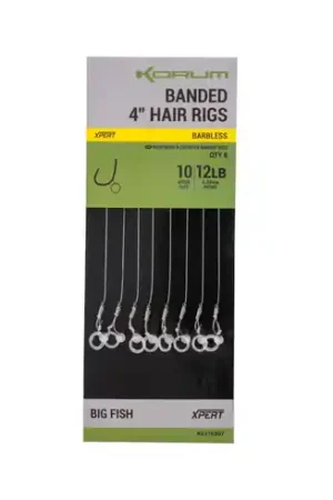 Korum Banded Hair Rigs Sans Ardillon 10cm (8 Pièces) Commande En Gros