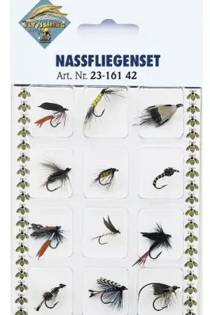 Marque Behr Wet flies on card, 12 pièces !