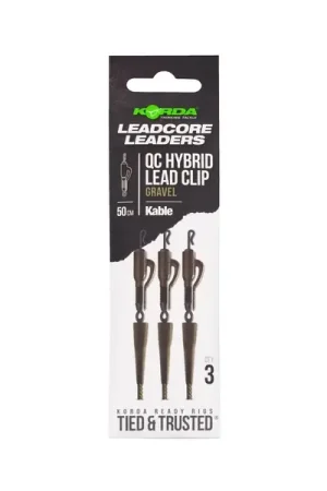 Bas de ligne plombé Korda Kable Leadcore avec clip plomb hybride et émerillon rapide (50cm) (3 pièces) Commande En Gros