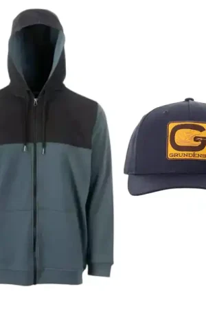 Pas Cher Sweat à Capuche Déperlant Grundéns Daggerboard Full Zip DWR Dark Slate + Casquette Offerte