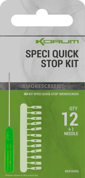Kit d'arrêts rapides Spécimen Korum Écran de fumée (12 pièces) (Aiguille incluse !) Quantité Limitée