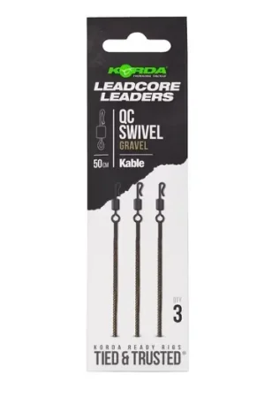 Dernière Chance Bas de Ligne Korda Kable Leadcore Leader QC Swivel (50cm) (3 Pièces)