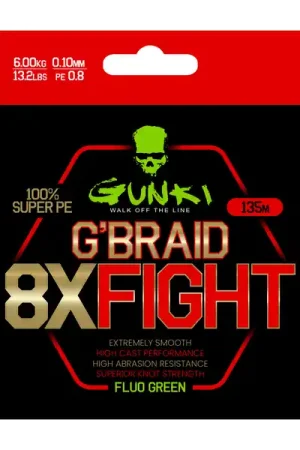Haute Qualité Tresse Gunki G'Braid 8X Fight Pike (135m)
