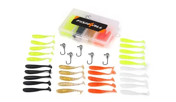 Boîte Leurre Souple & Tête Plombée Fish4all Swimma (35 pièces) Bon Marché