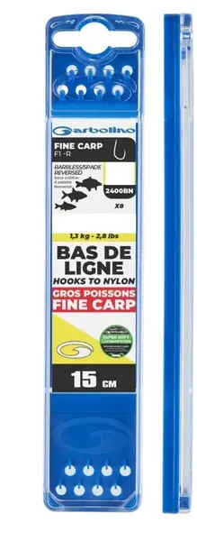 Bas de Ligne Garbolino Competition Hooks To Nylon - Fine Carp F1-R 15cm (8 Pièces) Offre Spéciale
