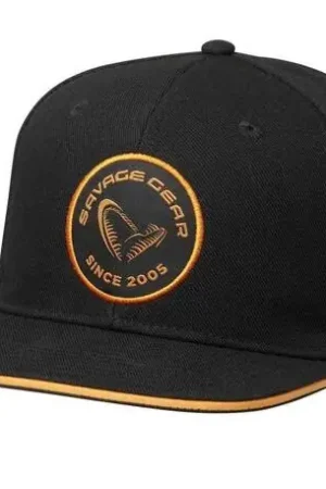Casquette Savage Gear Visière Plate Badge Noir Orange Offre Exclusive