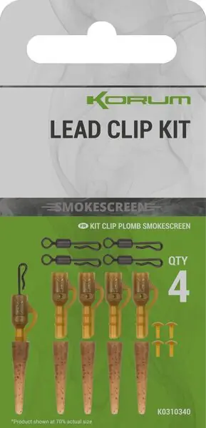 Promotion Saisonnière Kit Clips Plombs Korum Smokescreen (4 Pièces)