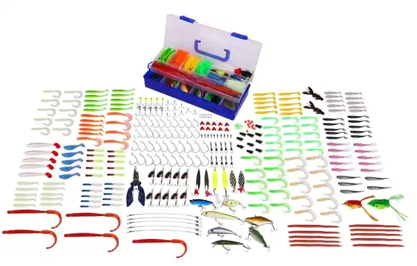 Dernier Modèle Coffret multi-leurres Fish4All durs, souples et métalliques avec pince (328pcs)