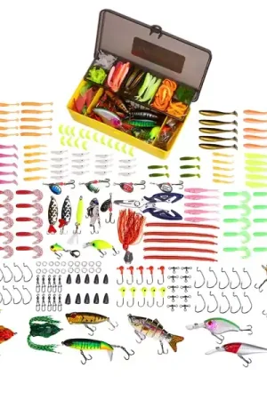 Coffret multi-leurres Fish4All durs, souples et métalliques avec pince (212pcs) Commander Vite