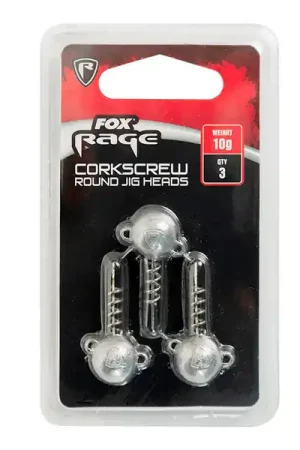 Fox Rage Corkscrew round jig heads, 3 pièces Petit Prix