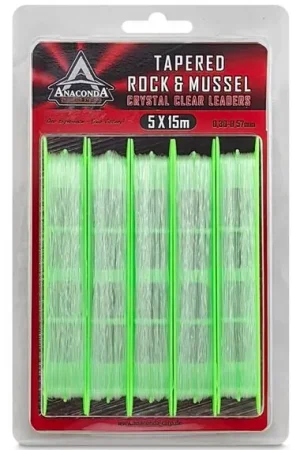 Anaconda Tapered Rock & Mussel Invisible Leaders 15m (5 pcs) Super Prix
