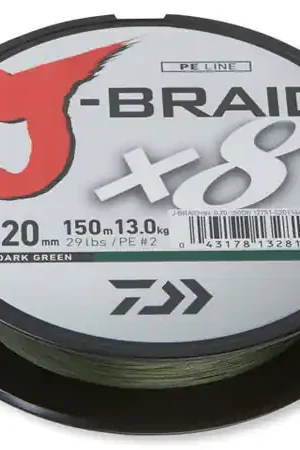 Tresse Daiwa J-Braid X8 300m Dark Green/Vert foncé Remise