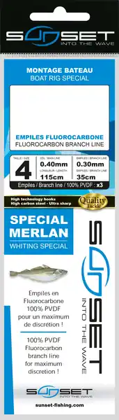 Offre Du Jour Sunset BDL Boat RS Competition Special Chinu Fluorocarbon Rig 160cm + 3x 30cm