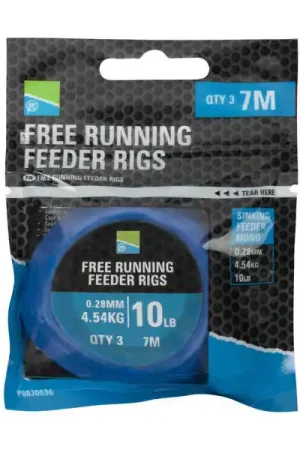 Dernier Modèle Preston Free Running Feeder Rigs 0,28mm (4,54kg) (3 pcs)