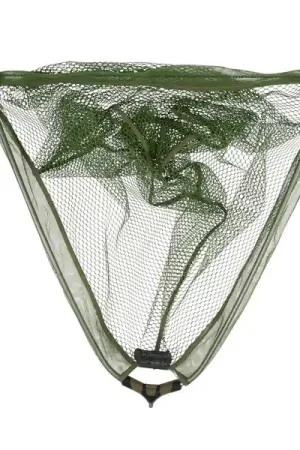 Épuisette triangulaire Korum Power Folding avec filet en latex Usine Directe