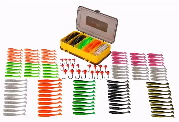 Seulement Aujourd'hui Boîte de leurres souples Fish4All - 131pcs