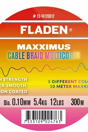 Haute Qualité Tresse Fladen Maxximus Cable Braid Multicolor - 300 mètres