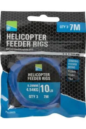 Top Vente Bas de ligne Preston Helicoptère Feeder Rigs 0,28mm (4,54kg) (3 pièces)
