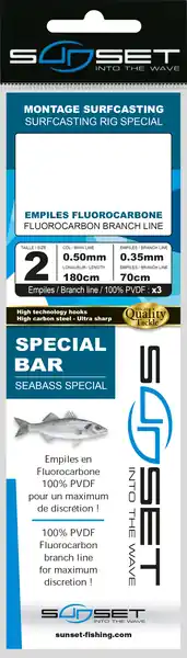 Bon Marché Sunset BDL Surfcasting RS Competition Special Seabass Fluorocarbon Rig 0,50mm