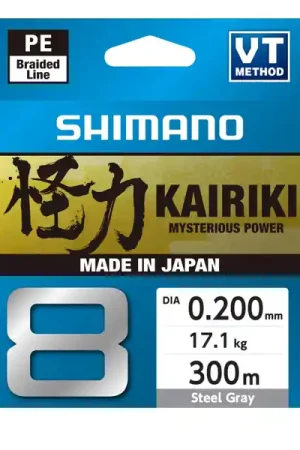 Tresse Shimano Kairiki 8 Steel Gray 0.200mm | 17.1kg (300m) Solde