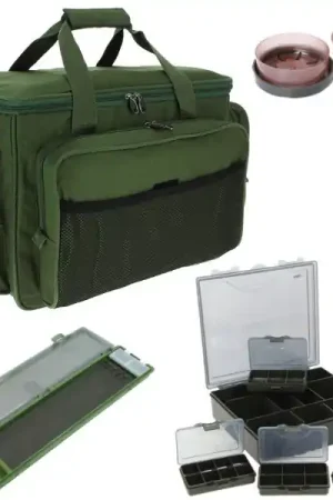 Carp Carryall Kit avec Tacklebox, Dip Pots, Bit Boxes et plus encore ! Prix Promo