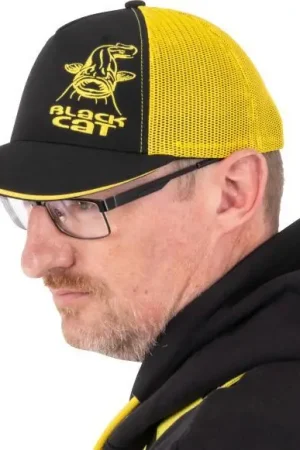 Quantité Limitée Casquette Black Cat Black And Yellow Trucker Cap